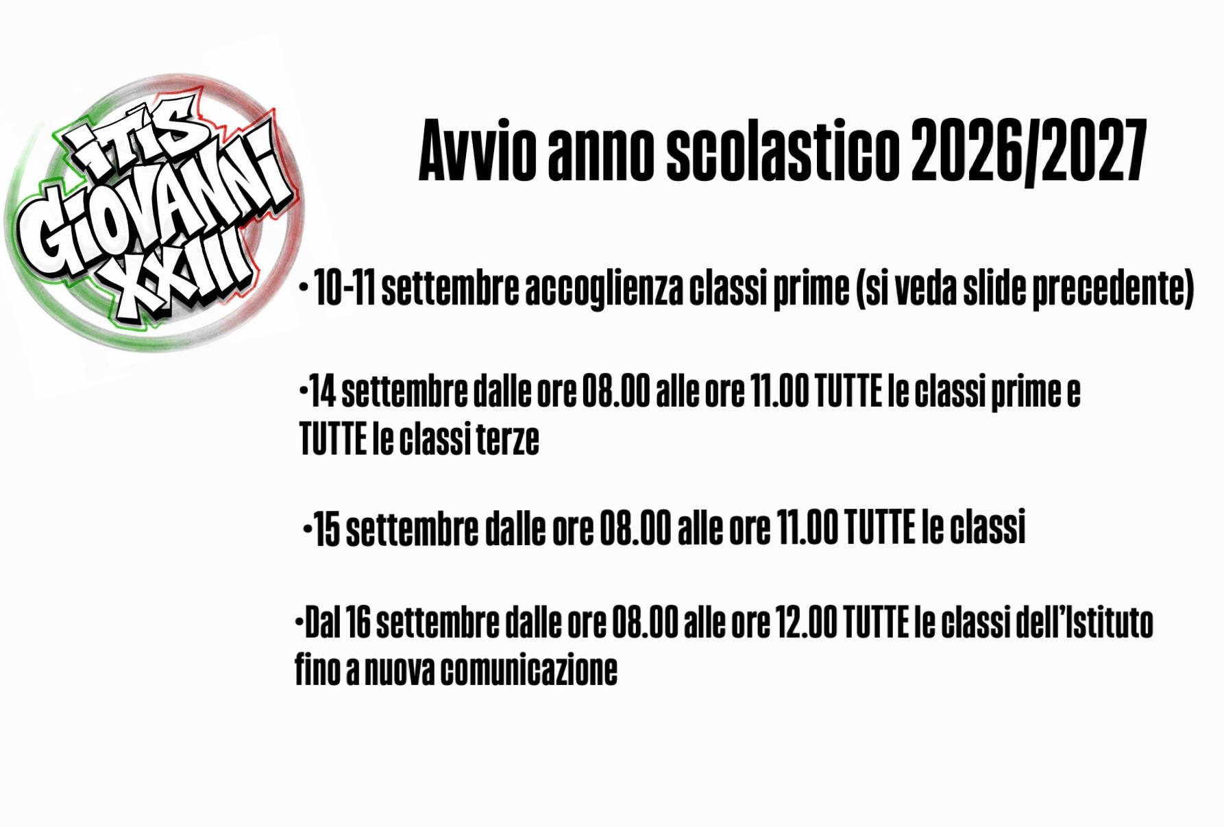 Avvio anno scolastico